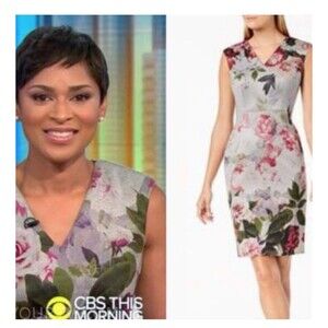 calvin klein floral print sheath dress Size 8 Seen Jericka Duncain Carrer